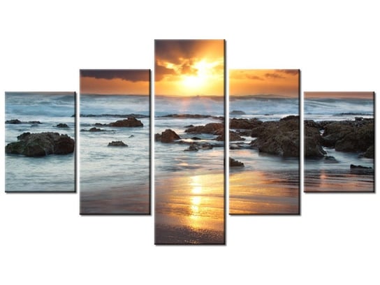 Obraz Wschód słońca nad oceanem, 5 elementów, 125x70 cm Oobrazy