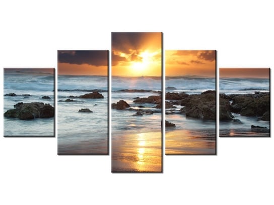 Obraz Wschód słońca nad oceanem, 5 elementów, 150x80 cm Oobrazy