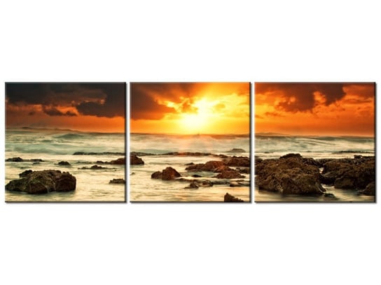 Obraz, Wschód słońca nad wzburzonym oceanem, 3 elementy, 150x50 cm Oobrazy