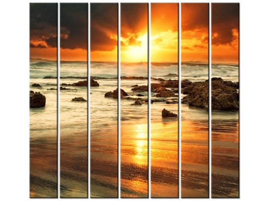 Obraz Wschód słońca nad wzburzonym oceanem, 7 elementów, 210x195 cm Oobrazy