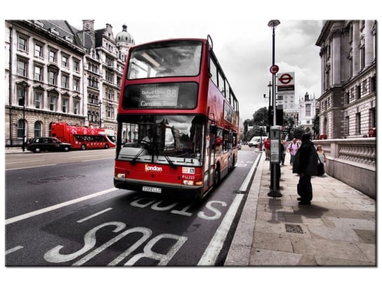 Obraz, Współczesny londyński czerwony autobus piętrowy, 90x60 cm Oobrazy