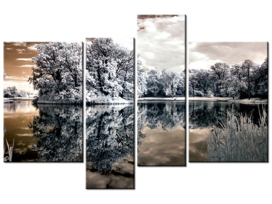 Obraz Wysepka na jeziorze, 4 elementy, 130x85 cm Oobrazy