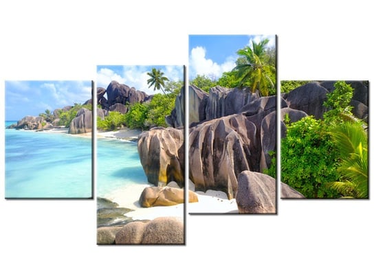 Obraz Wyspa La Digue, 4 elementy, 120x70 cm Oobrazy