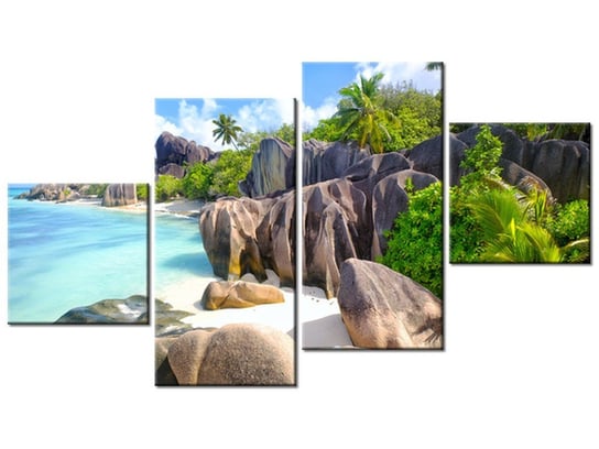 Obraz Wyspa La Digue, 4 elementy, 160x90 cm Oobrazy