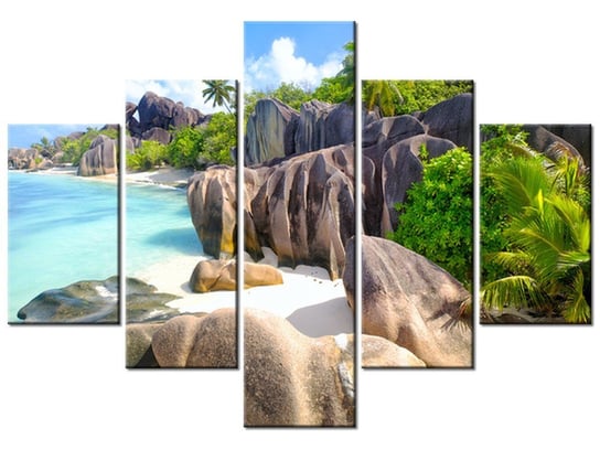 Obraz Wyspa La Digue, 5 elementów, 100x70 cm Oobrazy