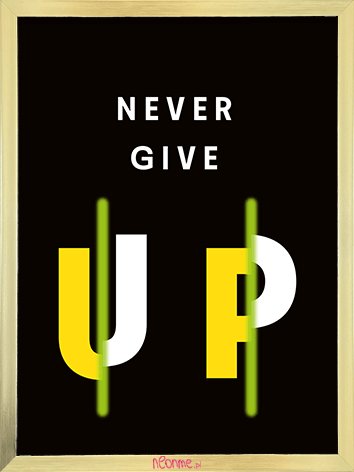 Obraz Z Neonem | Motywacyjne Never Give Up | Neonme 30X40Cm Inna marka