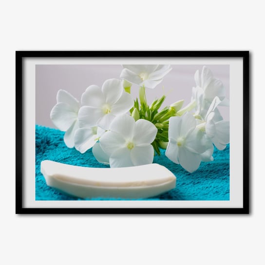 Obraz z ramką TULUP do sypialni TULUP Białe kwiaty spa 70x50 cm Tulup