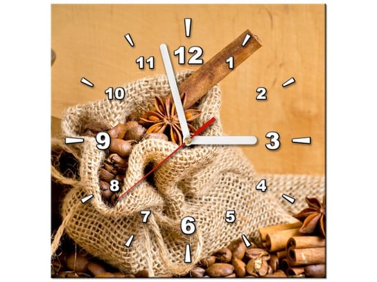 Obraz z zegarem, Aromatyczna kawa, 1 element, 30x30 cm Oobrazy