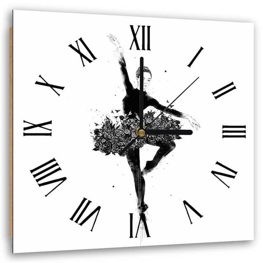 Obraz z zegarem, Baletnica i taniec w spódnicy z kwiatów - Zegar kwadratowy - 80x80 Feeby