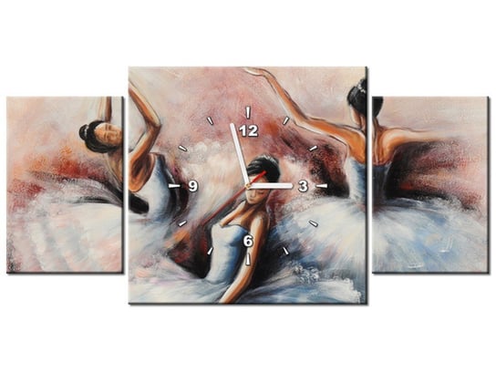 Obraz z zegarem, Baletnice, 3 elementów, 80x40 cm Oobrazy