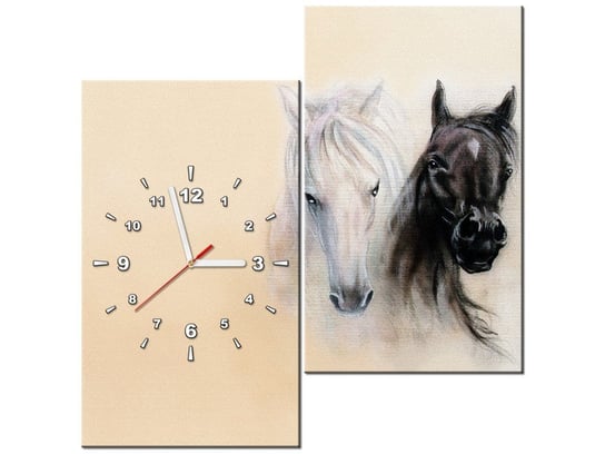 Obraz z zegarem, Black and White, 2 elementy, 60x60 cm Oobrazy