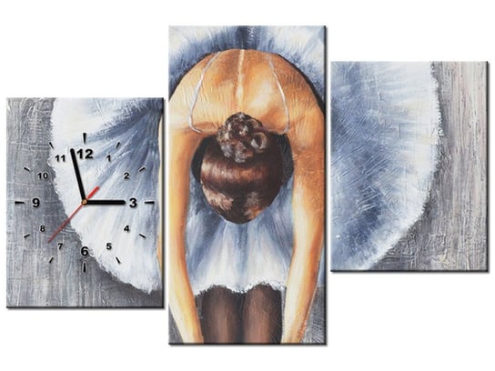 Obraz z zegarem, Błękitna baletnica, 3 elementy, 90x60 cm Oobrazy