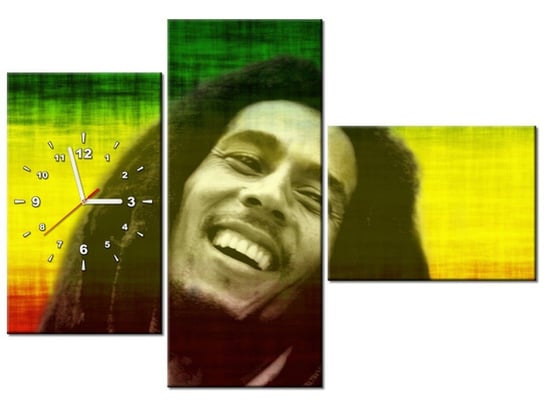 Obraz z zegarem, Bob Marley, 3 elementy, 100x70 cm Oobrazy
