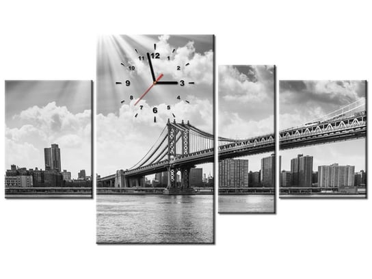 Obraz z zegarem, Brooklyn Nowy Jork, 4 elementy, 120x70 cm Oobrazy