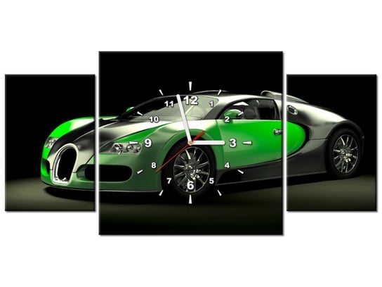 Obraz z zegarem, Bugatti Veyron, 3 elementy, 40x80 cm Oobrazy