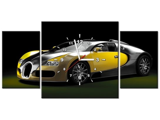 Obraz z zegarem, Bugatti Veyron, 3 elementy, 80x40 cm Oobrazy