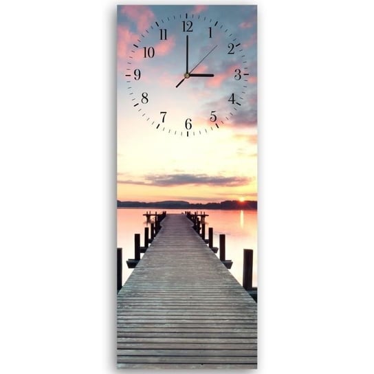 Obraz z zegarem CARO Pomost o zachodzie słońca, 25x65 cm Feeby