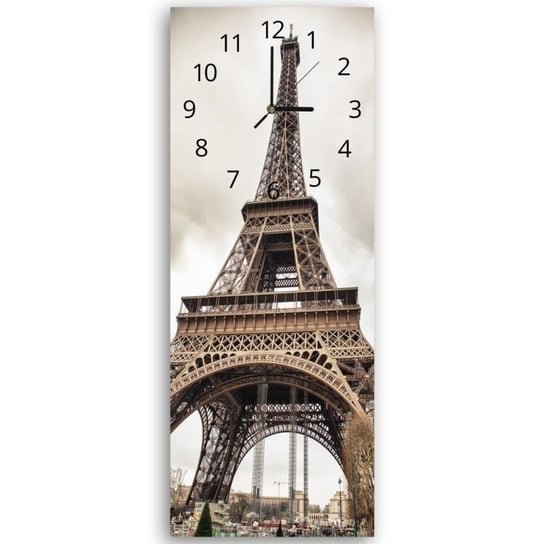 Obraz z zegarem CARO Wieża Eiffla 2, 25x65 cm Feeby