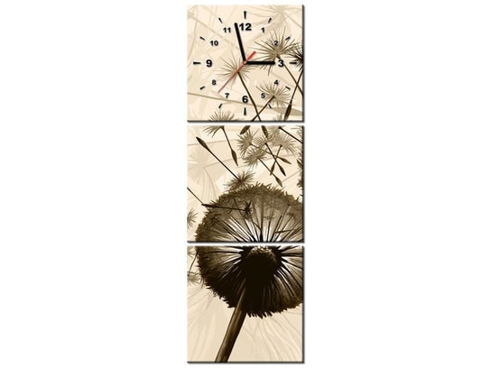 Obraz z zegarem, Dmuchawce, 3 elementy, 30x90 cm, beżowy Oobrazy