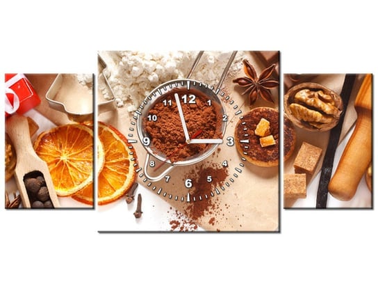 Obraz z zegarem, Domowe ciasteczka, 3 elementy, 80x40 cm Oobrazy