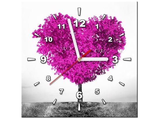 Obraz z zegarem, Drzewko miłości, 1 element, 30x30 cm Oobrazy