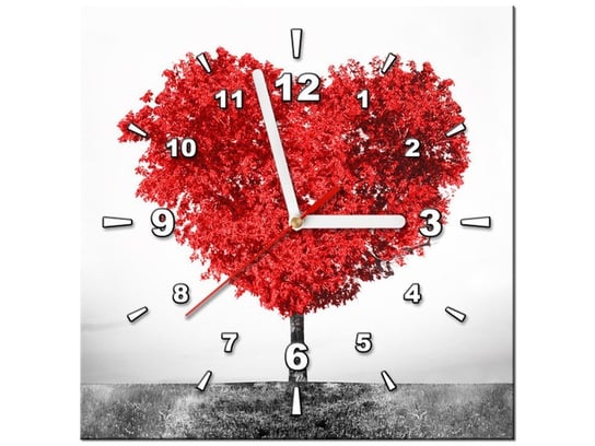 Obraz z zegarem, Drzewko miłości, 30x30 cm Oobrazy