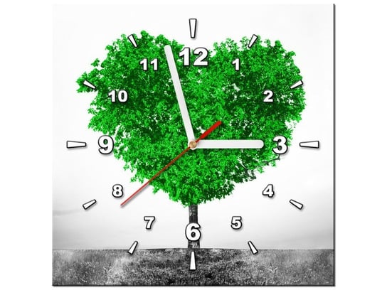 Obraz z zegarem, Drzewko miłości, 30x30 cm Oobrazy