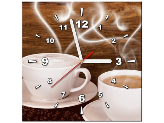 Obraz z zegarem, Dwoje do kawy, 1 element, 30x30 cm Oobrazy
