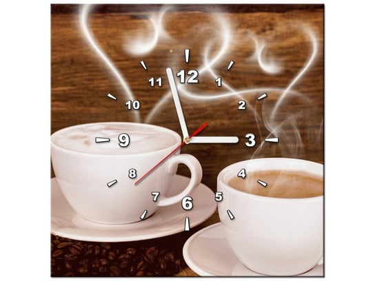 Obraz z zegarem, Dwoje do kawy, 1 element, 40x40 cm Oobrazy