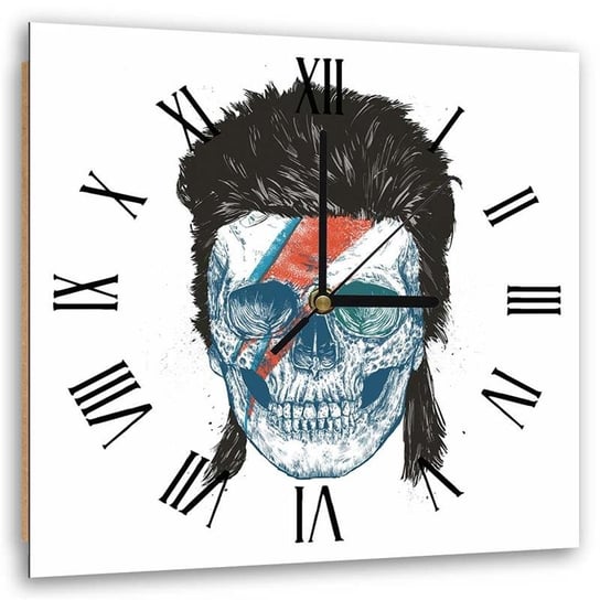 Obraz z zegarem FEEBY Czaszka David Bowie, 40x40 cm Feeby