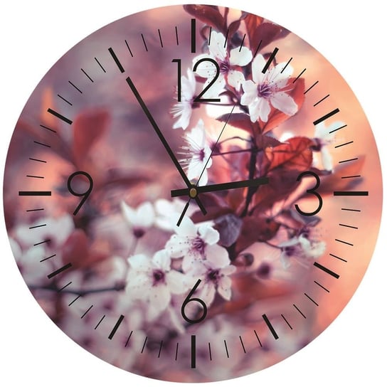Obraz z zegarem FEEBY, Wiśniowy czas, 40x40 cm Feeby