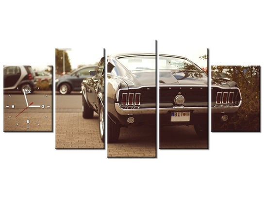 Obraz z zegarem, Ford Mustang - 55laney69, 5 elementów, 150x70 cm Oobrazy