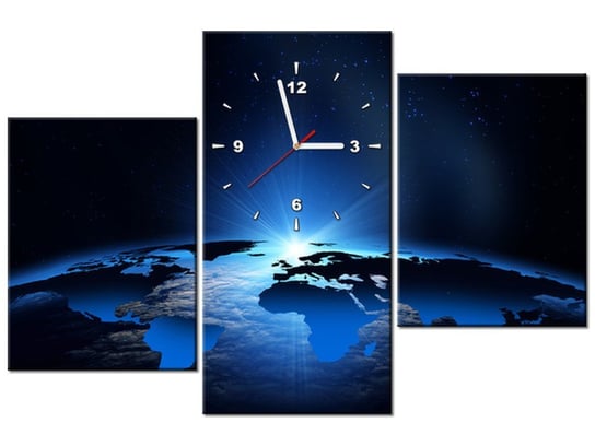 Obraz z zegarem, Glob, 3 elementy, 90x60 cm Oobrazy