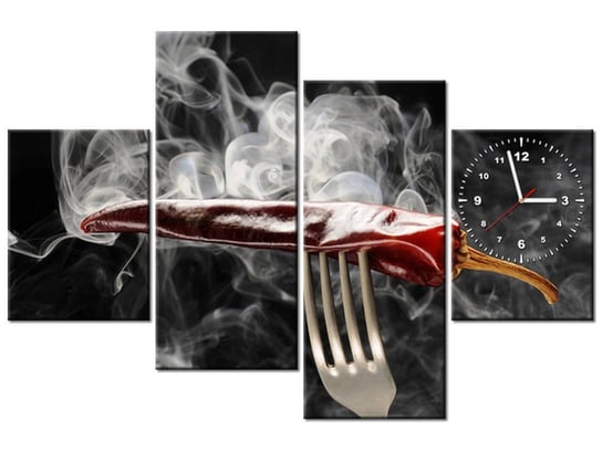 Obraz z zegarem, Gorąca papryczka chili, 4 elementy, 120x80 cm Oobrazy
