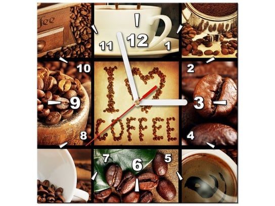 Obraz z zegarem, I love Coffee, 1 element, 30x30 cm Oobrazy