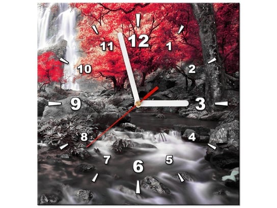 Obraz z zegarem, Jesienny wodospad, 1 element, 30x30 cm Oobrazy