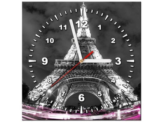 Obraz z zegarem, Kolorowo pod wieżą, 1 element, 30x30 cm Oobrazy