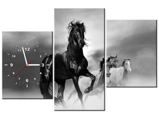 Obraz z zegarem, Koń, 3 elementy, 90x60 cm Oobrazy