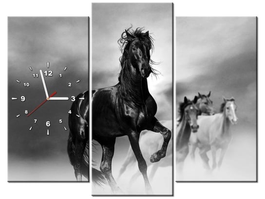 Obraz z zegarem, Koń, 3 elementy, 90x70 cm Oobrazy