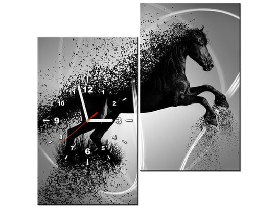 Obraz z zegarem, Koń, fragmentaryzacja - Jakub Banaś, 2 elementy, 60x60 cm Oobrazy