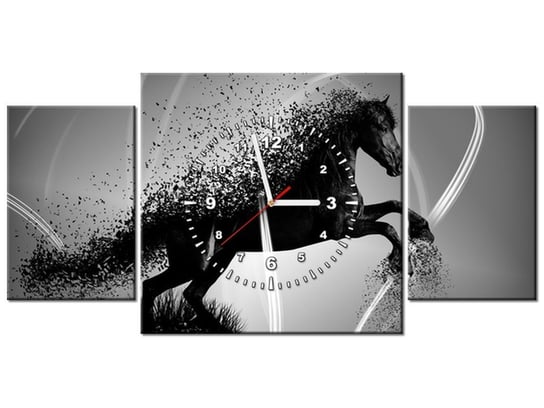 Obraz z zegarem, Koń, fragmentaryzacja - Jakub Banaś, 3 elementy, 80x40 cm Oobrazy