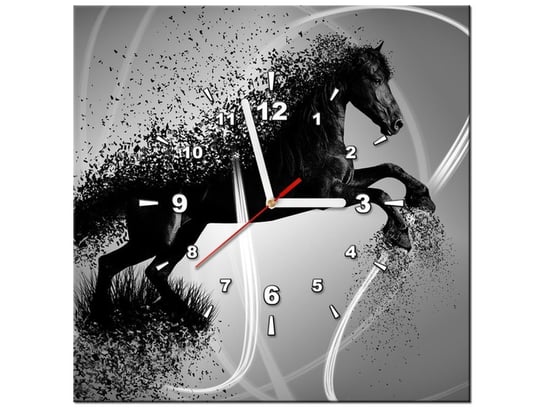 Obraz z zegarem, Koń, fragmentaryzacja - Jakub Banaś, 40x40 cm Oobrazy