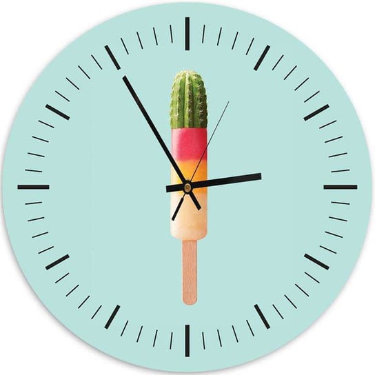 Obraz z zegarem, Lizak kaktus - Zegar okrągły - 80x80 Feeby