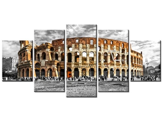 Obraz z zegarem, Majestatyczne Koloseum, 5 elementów, 150x70 cm Oobrazy