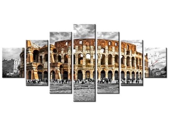 Obraz z zegarem, Majestatyczne Koloseum, 7 elementów, 210x100 cm Oobrazy