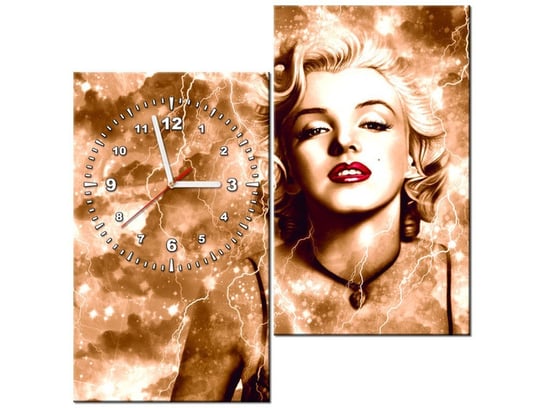 Obraz z zegarem, Marylin Monroe błyskawice i gwiazda, 2 elementy, 60x60 cm Oobrazy