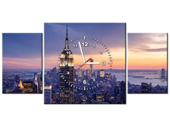 Obraz z zegarem, Miasto Nowy Jork, 3 elementy, 80x40 cm Oobrazy