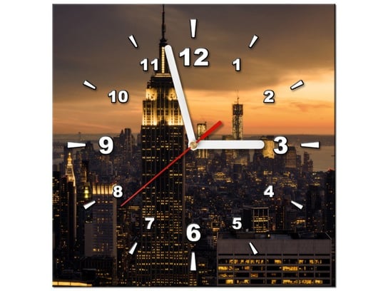 Obraz z zegarem, Miasto Nowy Jork o świcie, 1 element, 30x30 cm Oobrazy