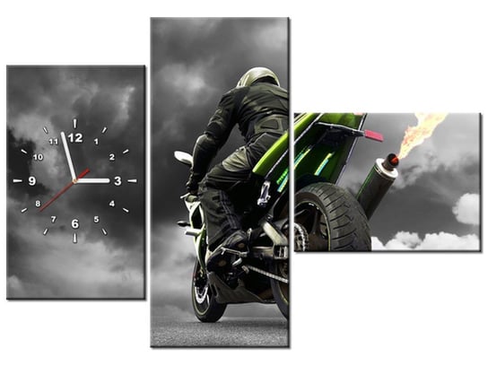 Obraz z zegarem, Monsterbike, 3 elementy, 100x70 cm Oobrazy