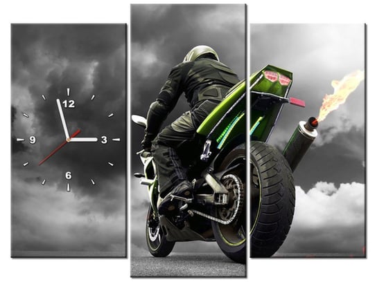Obraz z zegarem, Monsterbike, 3 elementy, 90x70 cm Oobrazy